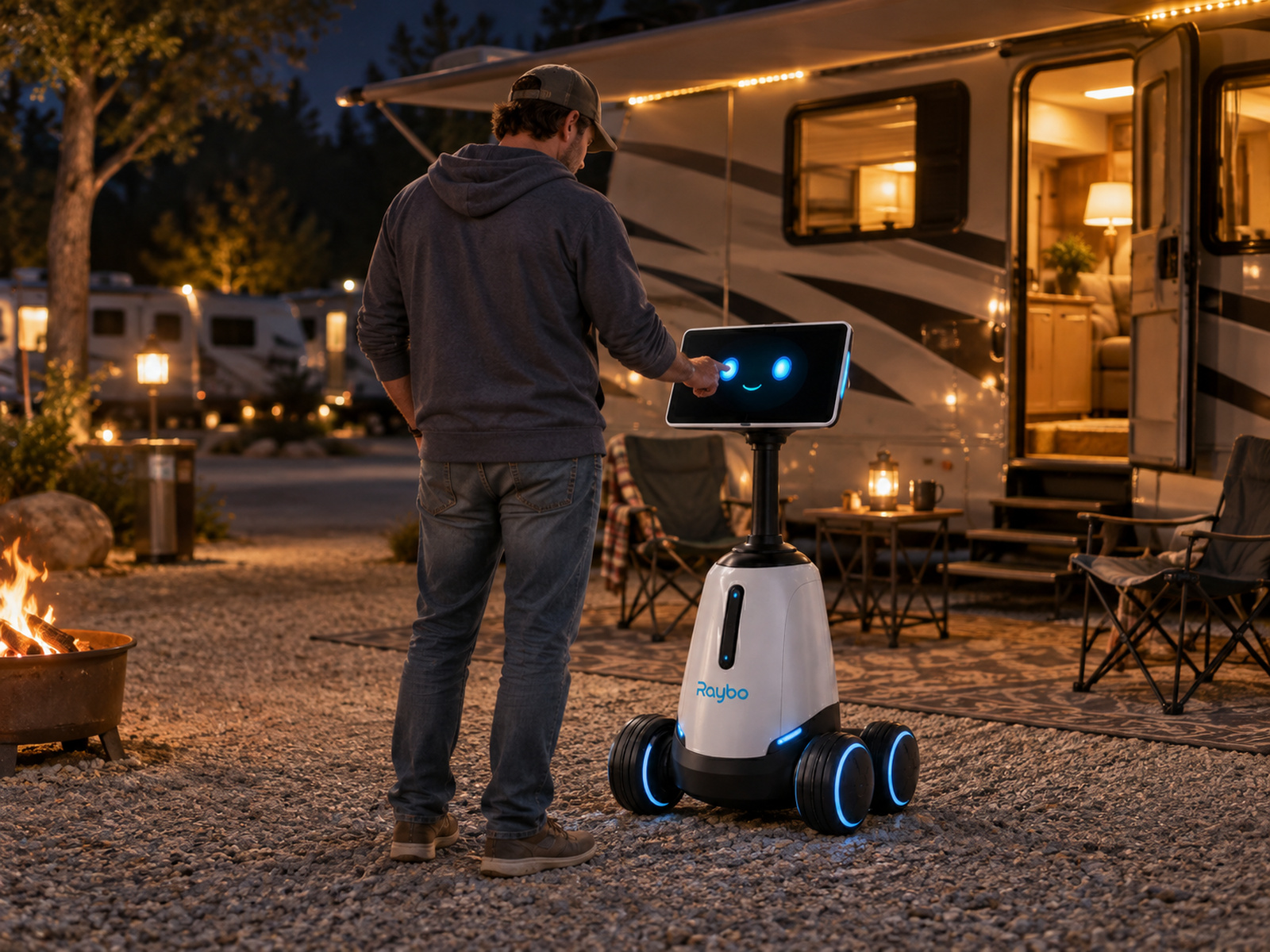 A guest checking in at the robot's display